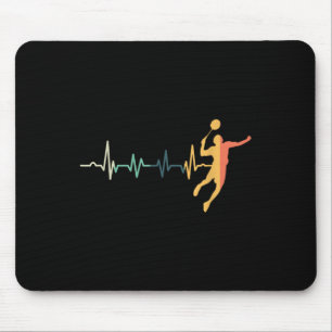 Retro Heartbeat Badminton Player Shuttle Trainer R Mouse Pad