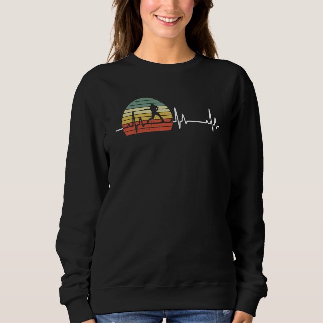 Retro Heartbeat Baseball Player Love Baseball Sweatshirt (Front)