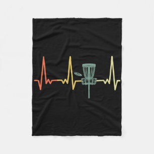 Retro Heartbeat Disc Golf  Fleece Blanket