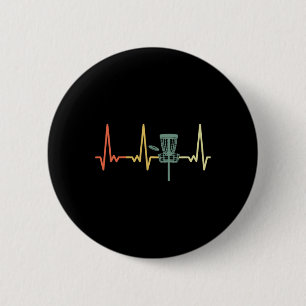 Retro Heartbeat Disc Golf , Uni-adult, Black, Smal 6 Cm Round Badge