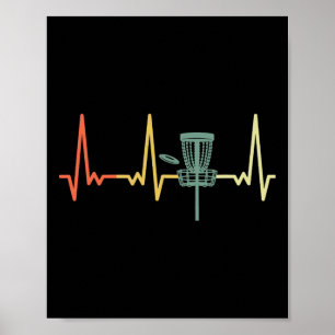 Retro Heartbeat Disc Golf , Uni-adult, Black, Smal Poster