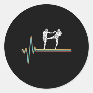Retro Heartbeat Kickboxer Vintage Kickboxing Fight Classic Round Sticker