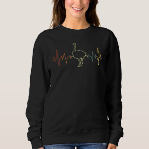 Retro Heartbeat Ostrich   Ostrich Retro Sweatshirt
