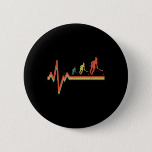 Retro Heartbeat Vintage Goalkeeper Field Hockey En 6 Cm Round Badge