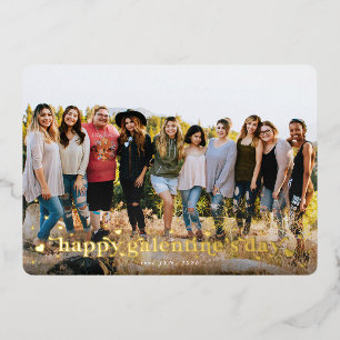 Retro Hearts Happy Galentine's Day Foil Photo Card