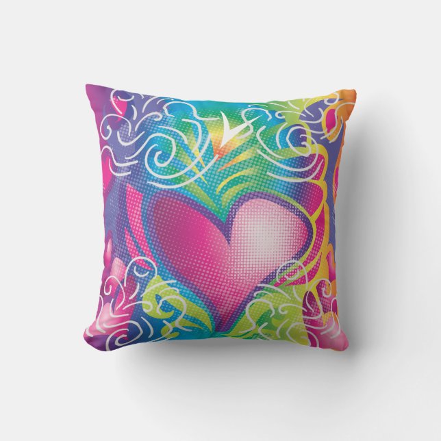 Retro Hearts Pillow (Front)