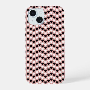 Retro Hearts Pink Black & White iPhone 15 Case
