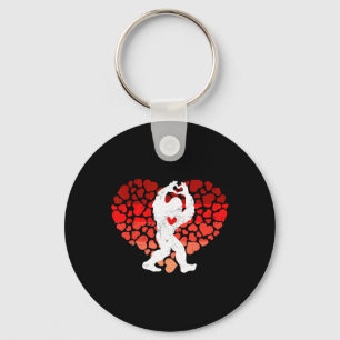 Retro Heat Love Bigfoot Sasquatch Valentine Men Wo Key Ring