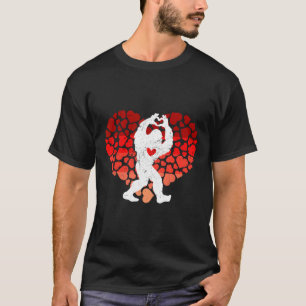 Retro Heat Love Bigfoot Sasquatch Valentine Men Wo T-Shirt