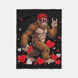 Retro Heat Love Peace Sign Bigfoot Sasquatch Men Fleece Blanket