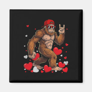 Retro Heat Love Peace Sign Bigfoot Sasquatch Men Magnet