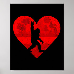 Retro Heat Love Rock On Bigfoot Sasquatch Men Boy Poster