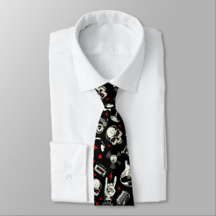 Retro Heavy Metal Pattern Tie