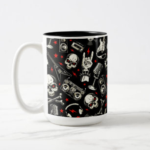 Retro Heavy Metal Pattern Two-Tone Coffee Mug