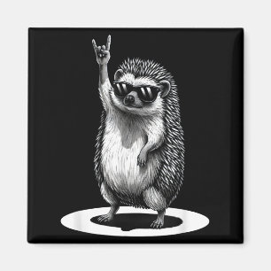 Retro Hedgehog Rock Music Men Kids Women Funny Ani Magnet