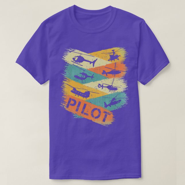 Retro Helicopter Pilot  T-Shirt (Design Front)