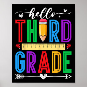 Retro Hello 3rd Grade First Day Of School Boys Gir Poster