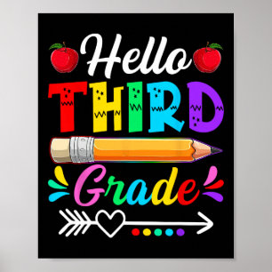 Retro Hello 3rd Grade First Day Of School Boys Gir Poster