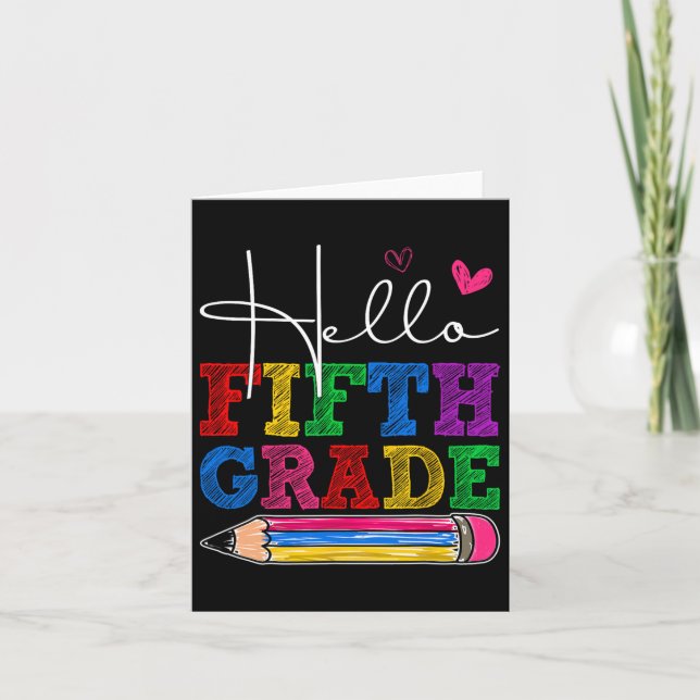 Retro Hello 5th Grade First Day Of School Boys Gir Card (Front)