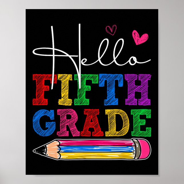 Retro Hello 5th Grade First Day Of School Boys Gir Poster (Front)