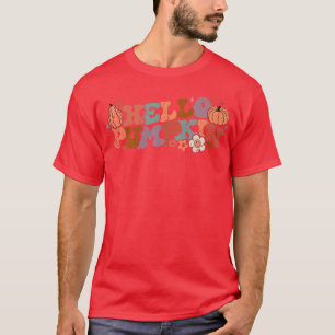 Retro Hello Pumpkin Women Floral Pumpkin Happy Fac T-Shirt