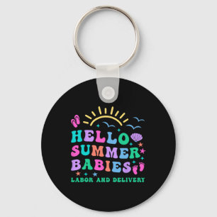 Retro Hello Summer Babies Labour And Delivery Nurs Key Ring