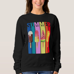 Retro Hello Summer Popsicle Ice Cream Summer Beach Sweatshirt
