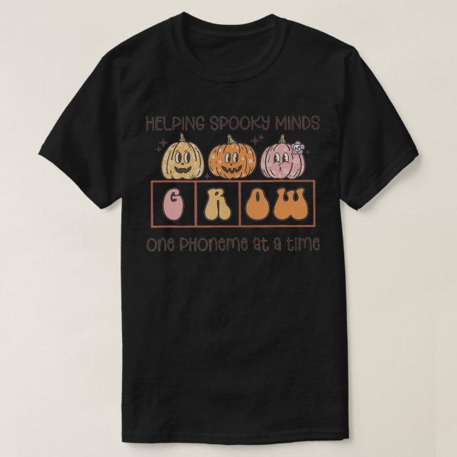 Retro Helping Spooky Minds One Phoneme Science of  T-Shirt (Design Front)