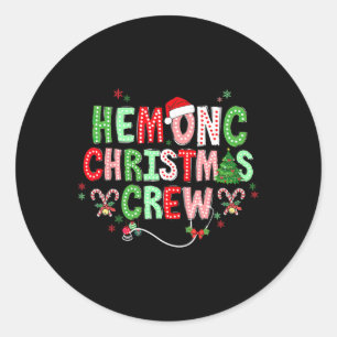 Retro Hemonc Christmas Crew Hematology Oncology Nu Classic Round Sticker