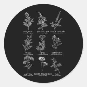 Retro Herbs for Reproductive dom Plants Lovers Classic Round Sticker
