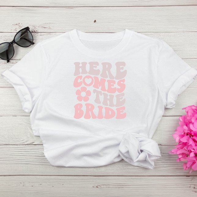 Retro Here Comes The Bride Bachelorette Party T-Shirt (Celebrate the bride-to-be in fun and style at her bachelorette party)