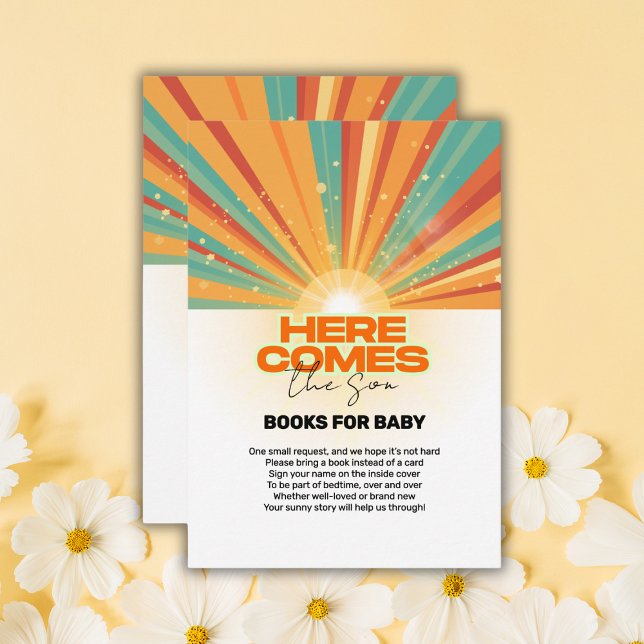 Retro Here Comes The Son Baby Shower Enclosure Card (Creator Uploaded)