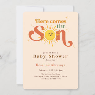Retro Here Comes the Son Baby Shower Invitation