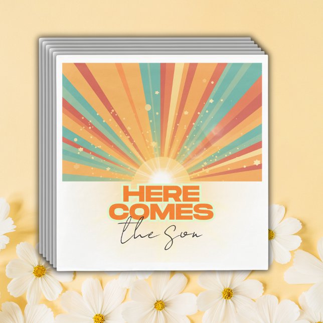 Retro Here Comes The Son Baby Shower Napkin (Creator Uploaded)