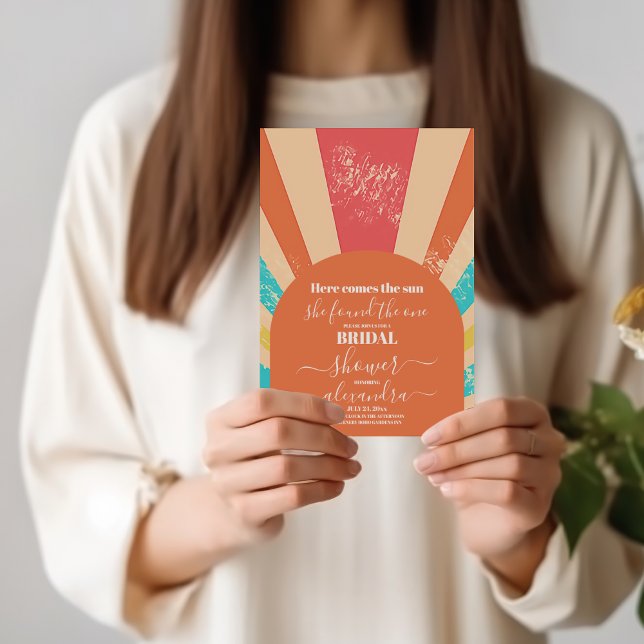 Retro Here Comes the Sun Bridal Shower  Invitation (Creator Uploaded)