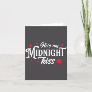 Retro He's My Midnight Kiss New Year Nye Matching  Card