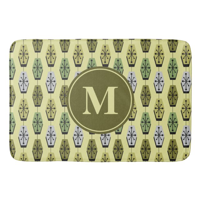 Retro Hexagons Chartreuse Bath Mat (Front)