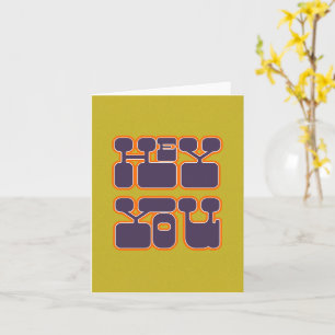 Retro Hey You Purple Green Card