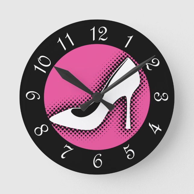 Retro High Heel Shoe Round Clock (Front)