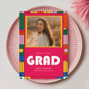 Retro High School Grad Photo Graduation Thank You Postcard