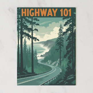 Retro Highway 101 California Coastline Postcard