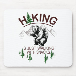 Retro Hiking Funny Bear Hiking Is Just Walking Wit Mouse Pad