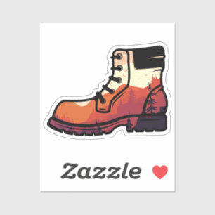 Retro Hiking Shoe Landscape - Wilderness Sunset