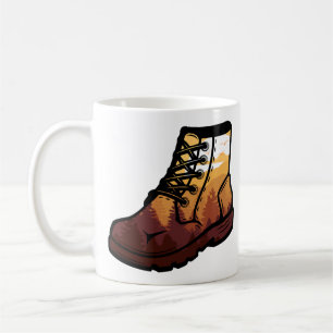 Retro Hiking Shoe Landscape - Wilderness Sunset Coffee Mug