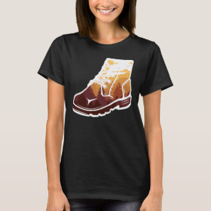 Retro Hiking Shoe Landscape - Wilderness Sunset T-Shirt