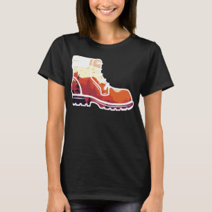 Retro Hiking Shoe Landscape - Wilderness Sunset T-Shirt
