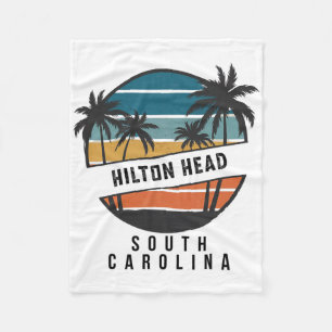 Retro Hilton Head South Carolina Surfboard Surfing Fleece Blanket