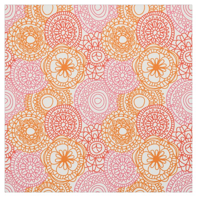Retro Hip Fun Happy Summer Floral Pattern Fabric (Swatch)