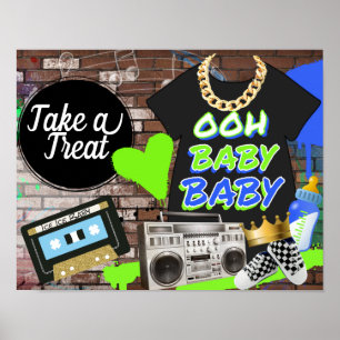 Retro Hip Hop Baby Shower-Ooh Baby Baby-Treat Sign
