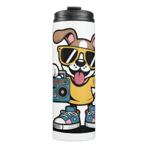 Retro Hip Hop Dog: Cool Cartoon Puppy Thermal Tumbler